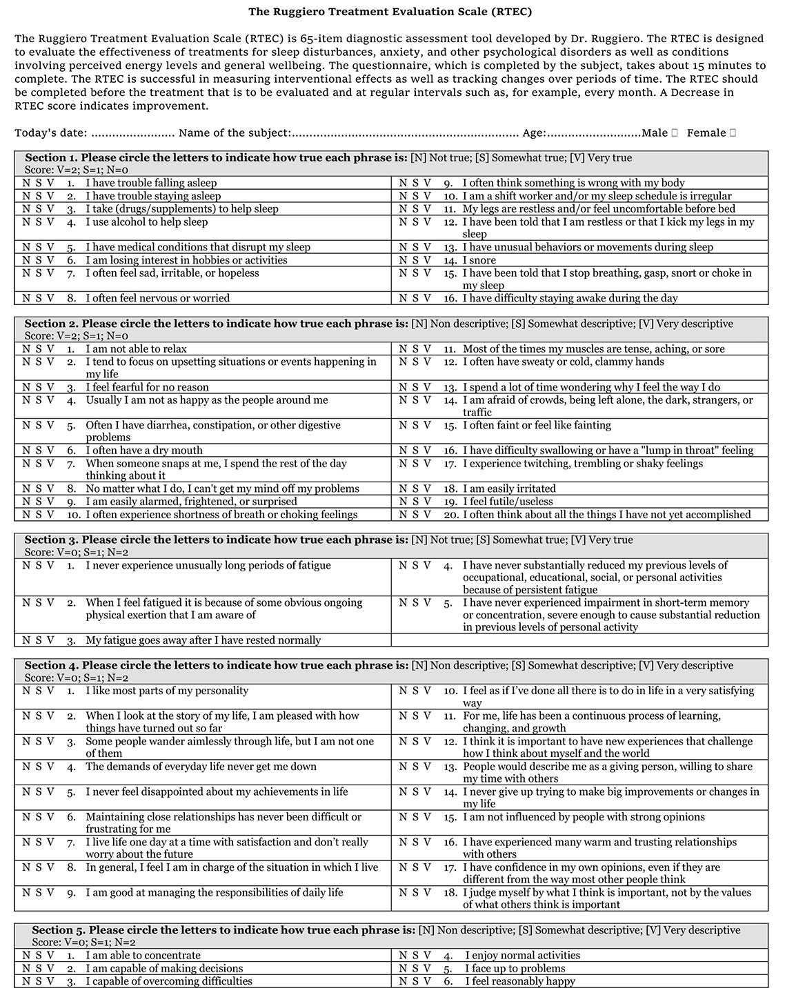 imuno treatment evaluation chart